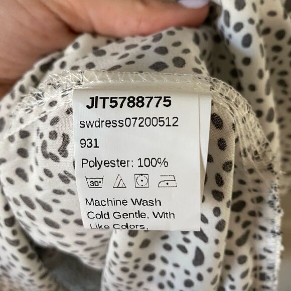 SHEIN Knot Strap Shirred Back Dalmatian Print Slip Dress - Picture 11 of 11